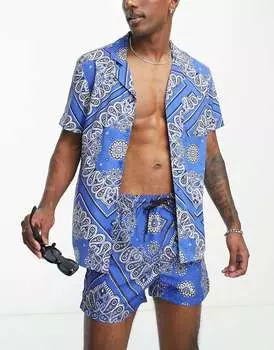 Синие шорты для плавания с банданой и принтом Another Influence