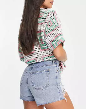 Синие шорты с рваной отделкой Topshop Tall a line