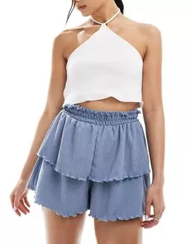 Синие шорты с салатовым краем ASOS DESIGN