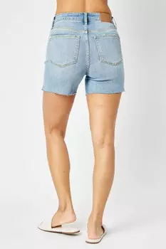 Синие шорты со средней посадкой и манжетами Judy Blue, синий