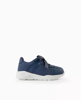 Синие спортивные туфли для девочки на застежке-липучке Zippy, темно-синий