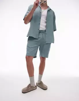 Синие стираные шорты Topman