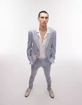 Синие суперузкие брюки Topman