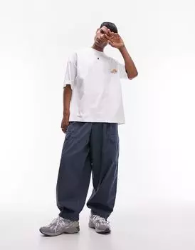 Синие свободные брюки карго Topman