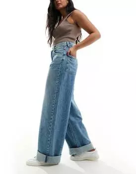 Синие свободные джинсы с глубокими складками ASOS DESIGN