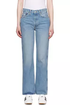 Синие свободные джинсы с высокой посадкой Re/Done