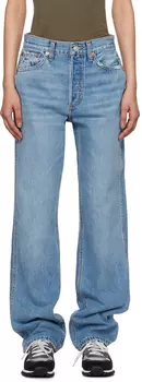 Синие свободные джинсы с высокой талией в стиле 90-х Re/Done, Worn blue