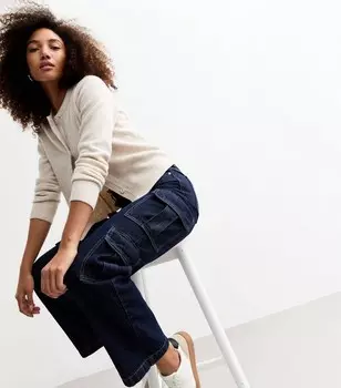 Синие темные джинсы-карго New Look, синий