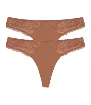 Синие трусики-стринги Skarlett Minx с кружевом (2 шт.) Skarlett Blue, коричневый