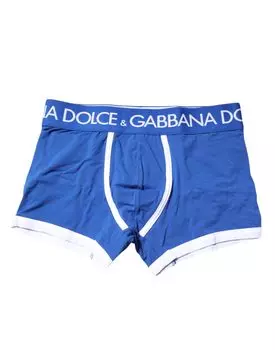 Синие трусы-боксеры с логотипом и талией Dolce & Gabbana, синий