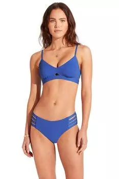 Синие трусы-хипстеры с разноцветными эластичными нейлоновыми бретелями Seafolly, синий