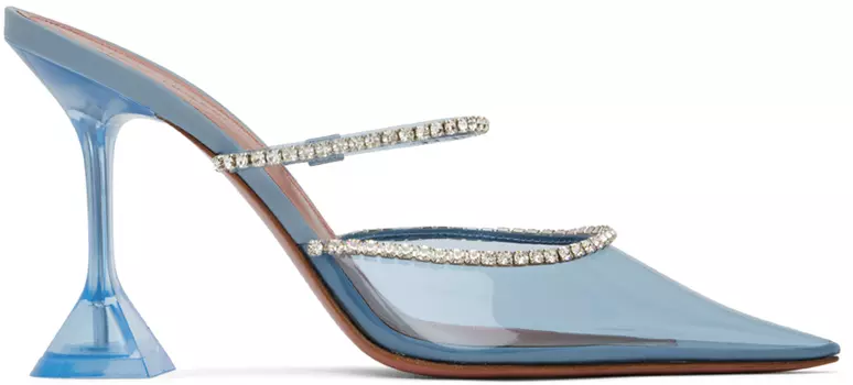 Синие туфли на каблуке Gilda Glass Amina Muaddi