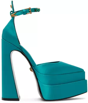 Синие туфли на платформе с острым носом Aevitas Versace