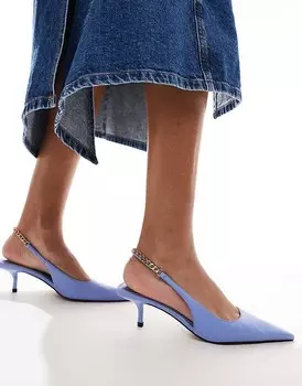 Синие туфли средней длины с цепочкой на пятке ASOS DESIGN Sharp