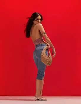 Синие укороченные джинсы ASOS