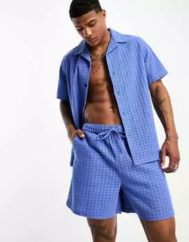 Синие укороченные шорты бродери ASOS DESIGN
