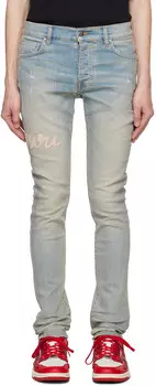 Синие узкие джинсы с логотипом AMIRI
