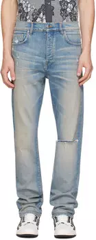 Синие узкие джинсы с разрезом AMIRI