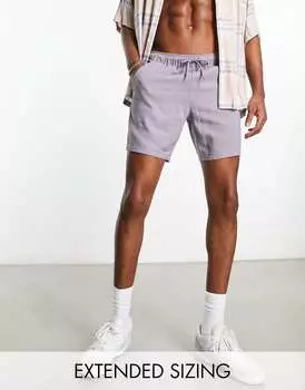 Синие узкие льняные шорты средней длины ASOS
