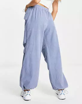 Синие вельветовые брюки-парашюты Bershka
