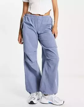 Синие вельветовые брюки-парашюты Bershka