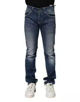 Синие выбеленные обтягивающие повседневные мужские джинсы Dondup, синий