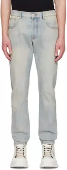 Синие выцветшие джинсы Alexander McQueen