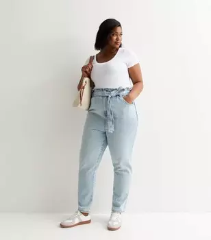 Синие зауженные джинсы Dayna с высокой талией и поясом Curves в бумажном пакете New Look, синий