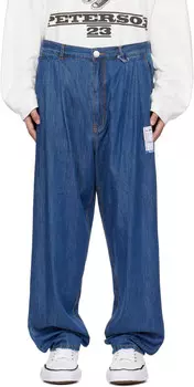 Синие зауженные джинсы из хлопка и тенселя Maison MIHARA YASUHIRO