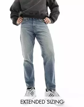 Синие зауженные джинсы с потертостями ASOS DESIGN