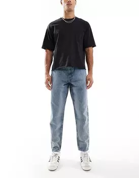 Синие зауженные джинсы с потертостями ASOS DESIGN
