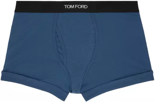 Синие жаккардовые боксеры высокие TOM FORD