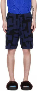 Синие жаккардовые шорты Dries Van Noten
