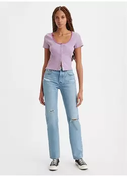 Синие женские джинсовые брюки прямого кроя с нормальной талией стандартного кроя Levis