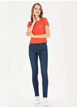 Синие женские джинсовые брюки Skinny с нормальной талией и узкими штанинами U.S. Polo Assn.