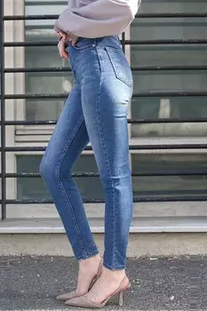 Синие женские джинсовые джинсы скинни с высокой талией MG1643 MADMEXT