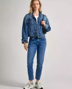 Синие женские джинсы-бойфренды с завышенной талией Wiser Wash Pepe Jeans, синий