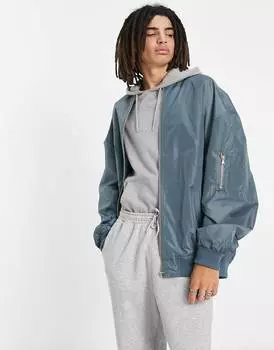 Синий экстремальный объемный бомбер ASOS DESIGN