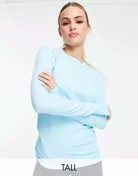 Синий бесшовный топ с длинными рукавами ASOS Tall