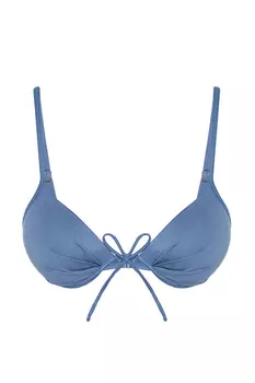Синий бикини-топ с пуш-ап-балконетом Trendyol