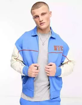 Синий бомбер из джерси в стиле оверсайз ASOS