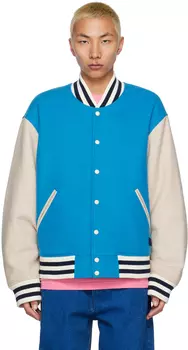 Синий бомбер с цветными блоками Acne Studios