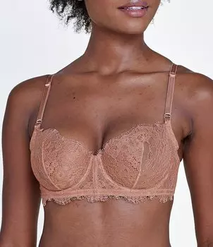 Синий бюстгальтер-балконет без подкладки с кружевом Skarlett Entice Eyelash Skarlett Blue, коричневый