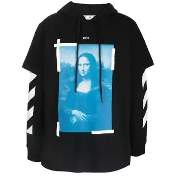Синий - Черный худи Monalisa Double Tee Skate Fit Off-White, черный
