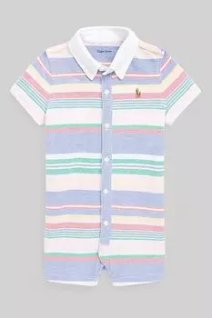 Синий детский комбинезон с полосками и логотипом Polo Ralph Lauren, синий