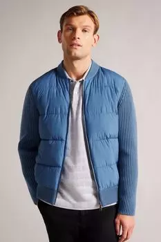 Синий длинный рукав Синяя куртка на молнии среднего размера с длинными рукавами Ted Baker, синий