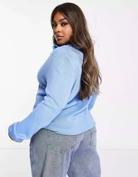 Синий джемпер оверсайз с воротником на пуговицах и воротником Wednesday's Girl