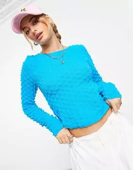 Синий джемпер с объемной строчкой ASOS DESIGN
