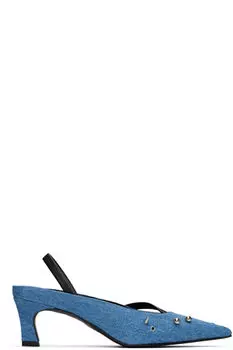 Синий - Джинсовые туфли на каблуке с открытой пяткой Joy Justine Clenquet