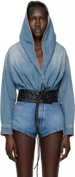 Синий джинсовый боди с капюшоном ALAA